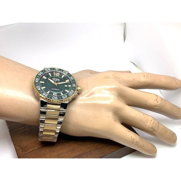 Gevril Men's Watch 46703 Riverside Swiss Automatic Green Dial Two Tone 43mm - Picture 4 of 14